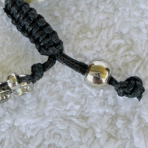 Versona Braided Pull Through Black Bracelet With Rhinestones Clear New Goth - Picture 7 of 8