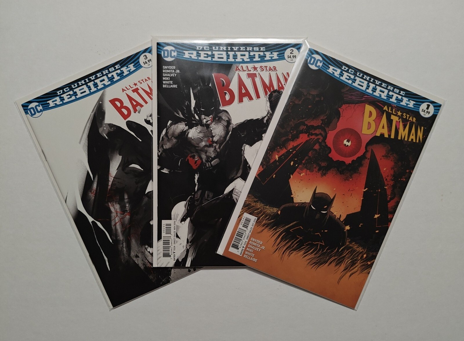 All Star Batman # 1, 2, 3 DC Universe REBIRTH 2016 Comic Lot Set Jock Shalvey NM