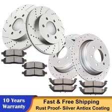 4WD Front Rear Brake Rotors Ceramic Brakes Pads Fit Ford F-150 Lincoln Mark LT
