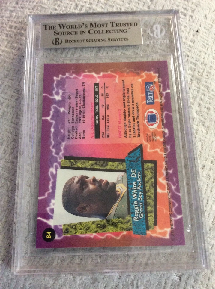 1995 Topps Finest #84 Reggie White BGS 9 Mint Original Green Bay Packers - Image 3 of 3