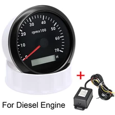 85mm Diesel Engine Tachometer 7000RPM Gauge With Tacho Adapter RPM Signal Sensor