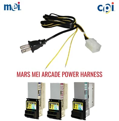 MEI Mars Arcade Power Harness Bill Acceptor/Bill Validator - 2 Wires and 4 Plugs