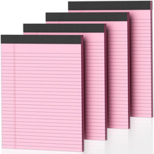 4 Pack Pink Legal Pads 8.5x11 Wide Ruled Note Pads 30 Sheets Each