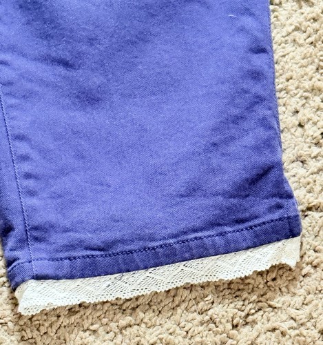 LOGO by Lori Goldstein Women's Periwinkle Blue Cropped Jeans Lace Trim Size 16 - Picture 2 of 8