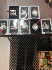 Things Remembered Lot Of 8  Pewter  Christmas Ornaments.  Made In USA New