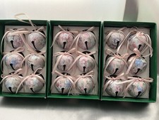 Vintage Sleigh Bells Jingle Bells Christmas Ornament Floral Set 18 Taiwan 1.5  