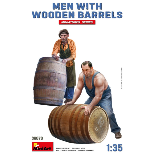 Men With Wooden Barrels Kit 1:35 Miniart Kit Diorami -D- Neues Modell-image
