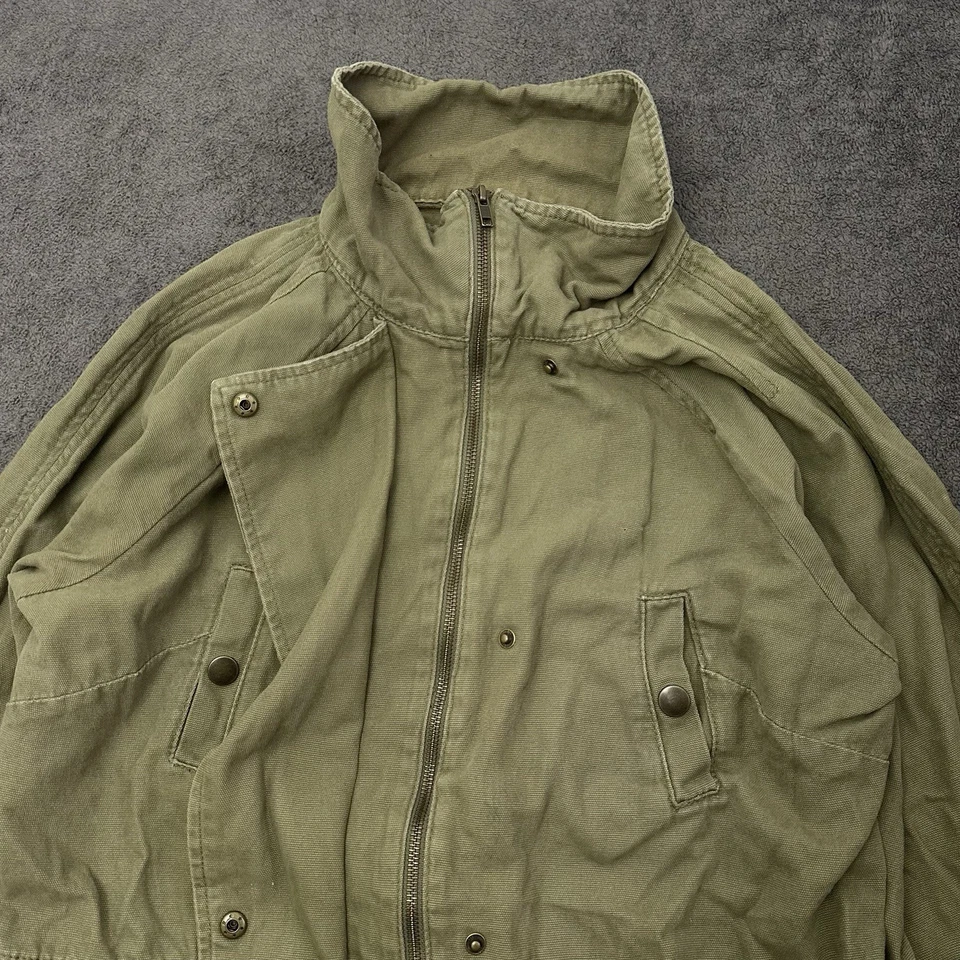 Matty M Womens Cotton Utility Cargo Jacket Army Green Size Large Pockets - Image 4 of 4