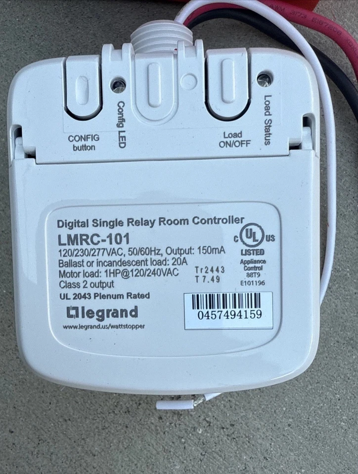Legrand Wattstopper LMRC-101 DLM Single Relay Room Controller On/Off, 120-277V - Image 3 of 3