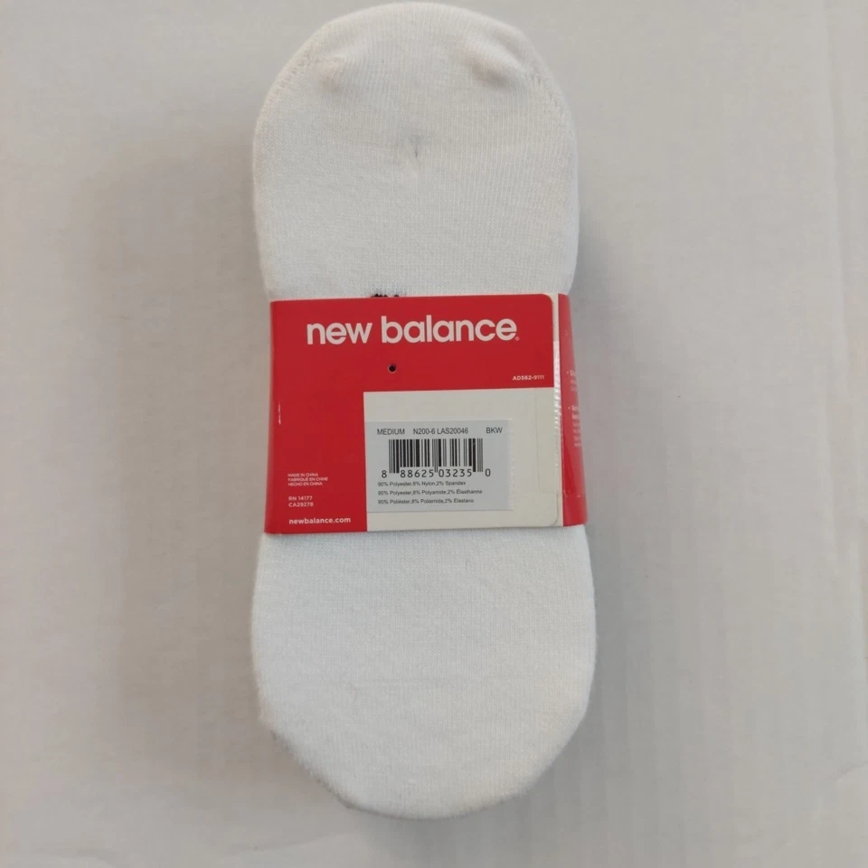 New Balance 6 pares de calcetines para damas No Show, negros/blancos/rayas, medianos Foto 4 de 4