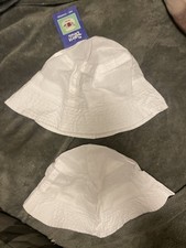 Child Toddler Bucket Sun Hat White 100 Cotton Lot Of 2. NWT