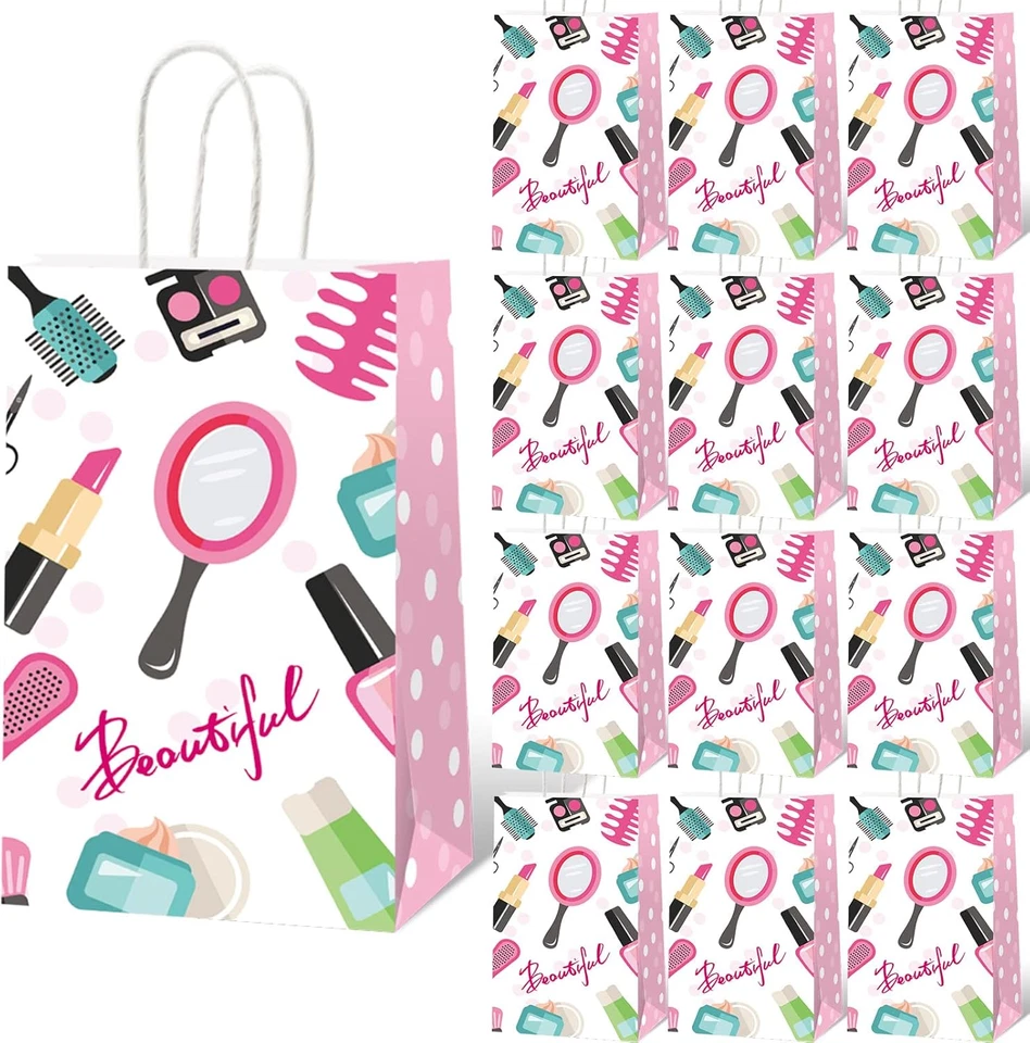 12 peças maquiagem spa festa de aniversário goody treat sacos favoritos cosméticos papel de festa... - Imagem 3 de 4