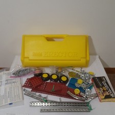 Vintage Gabriel Erector Set Lot Parts Yellow Case Instructions Building Toy 1970