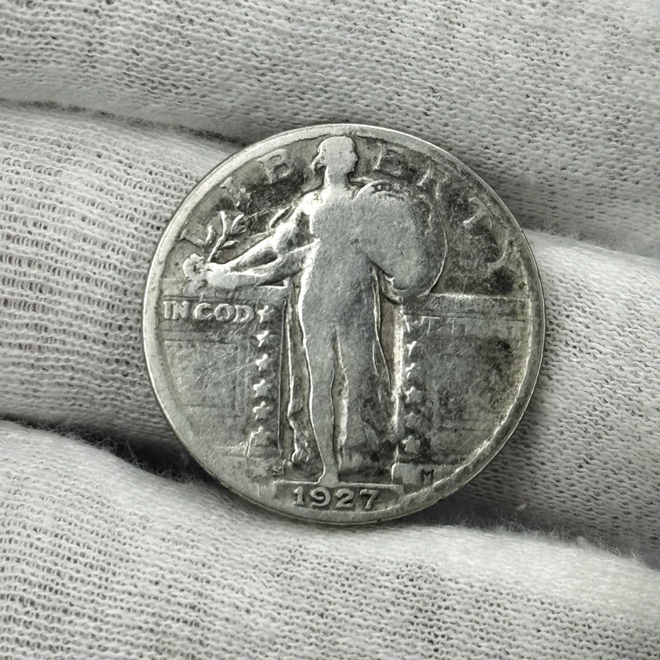 1927-S STANDING LIBERTY QUARTER KEY DATE F DETAILS 25C SILVER COIN - Image 3 of 4