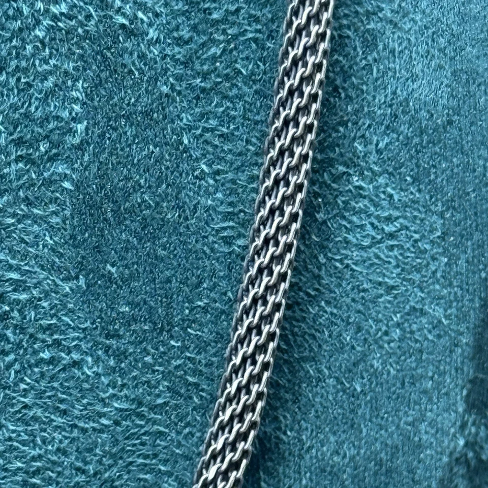 Collar de cadena de malla chapada en rodio de ley 925 Italia 15 g 18 pulgadas 3,8 mm Foto 2 de 4