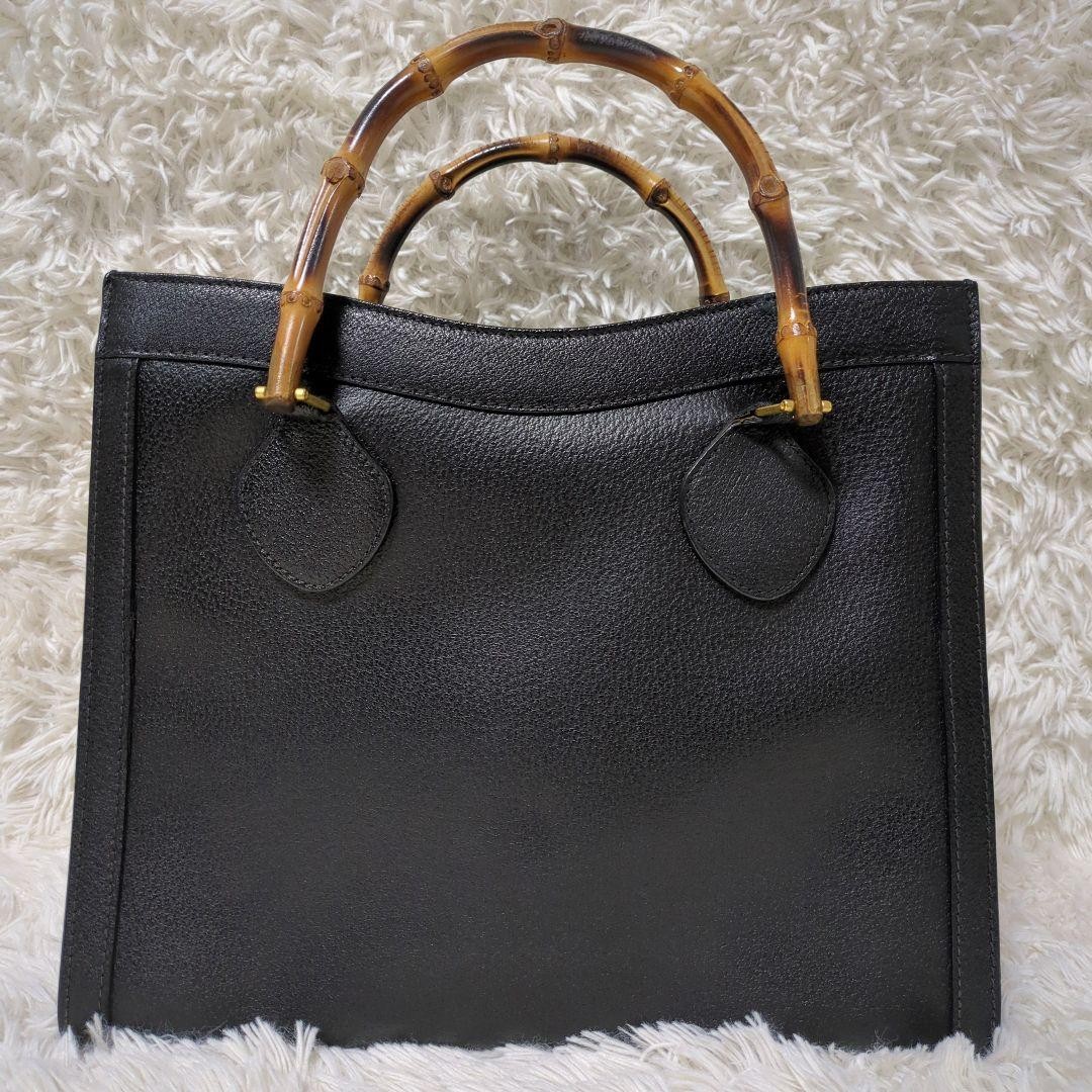 Authentic Gucci Diana Bamboo Tote Bag Black Leather Excellent Used Condition