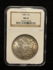 NGC MS 63 1886 Morgan One Dollar S$1 Silver Coin -034
