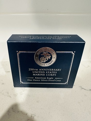 #ad 250th Anniversary US Marine Corps American Eagle One Ounce Silver Proof Coin $144.95