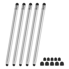 5 Pcs Stylus Pens for Touch Screens, 2 in 1 Universal Capacitive Stylus, Silver