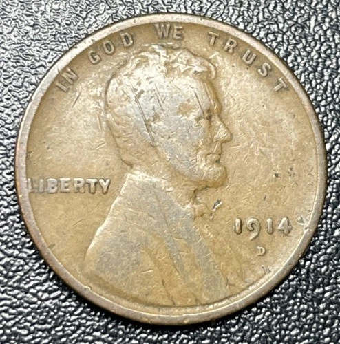 1914-D Lincoln Wheat Cent 1c Fine Key Date Penny