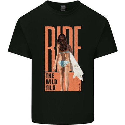 Surfen Ride The Wild Tild Surfer Herren Leichte Baumwolle T-Shirt