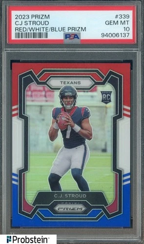 2023 Panini Red White Blue Prizm #339 CJ Stroud Texans RC Rookie PSA 10 GEM MINT