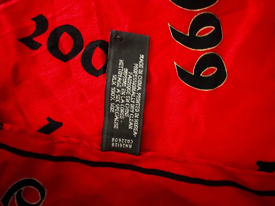 ECHO 100% silk red black Y2K print square scarf 22" - Image 3 of 3