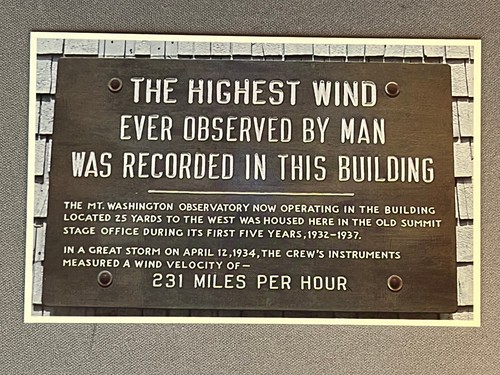 New Hampshire, NH, Summit Sign On Mt. Washington, Highest Wind, ca 1970