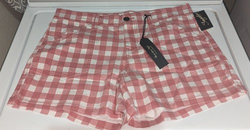 NWT, Rose/White Check Print, Stretch,5" Inseam, Pocket Shorts-Women's Size 14