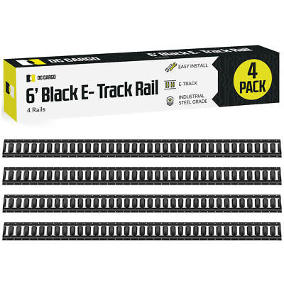 DC Cargo E Track Tie Down Rail 6 ft. Black/Silver Steel Rail 1,2,4,6,8,10 pack