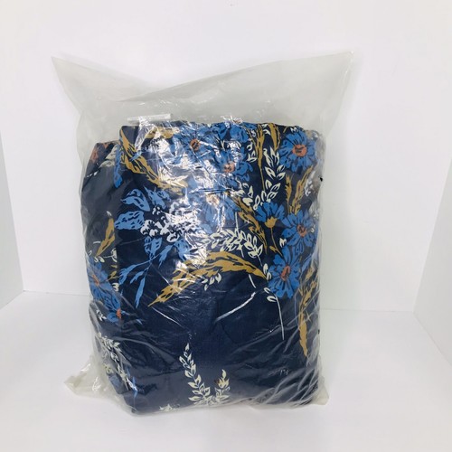 VTG 1970s Sure-Fit Washable Slip Cover Square Cushion Chairs Blue Flora USA Made - Picture 2 of 6