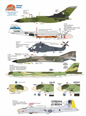 Wolfpak Decals 72-122 Bestehen des Tests Tornado A-6A Sea Sprite F-4E B-52 B-17