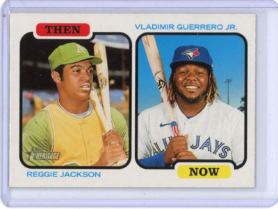 2022 TOPPS HERITAGE REGGIE JACKSON VLADIMIR GUERRERO JR. THEN & NOW #TAN-JG