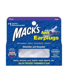 Mack's AquaBlock Swim Ear Plugs CLEAR 2 pair / box
