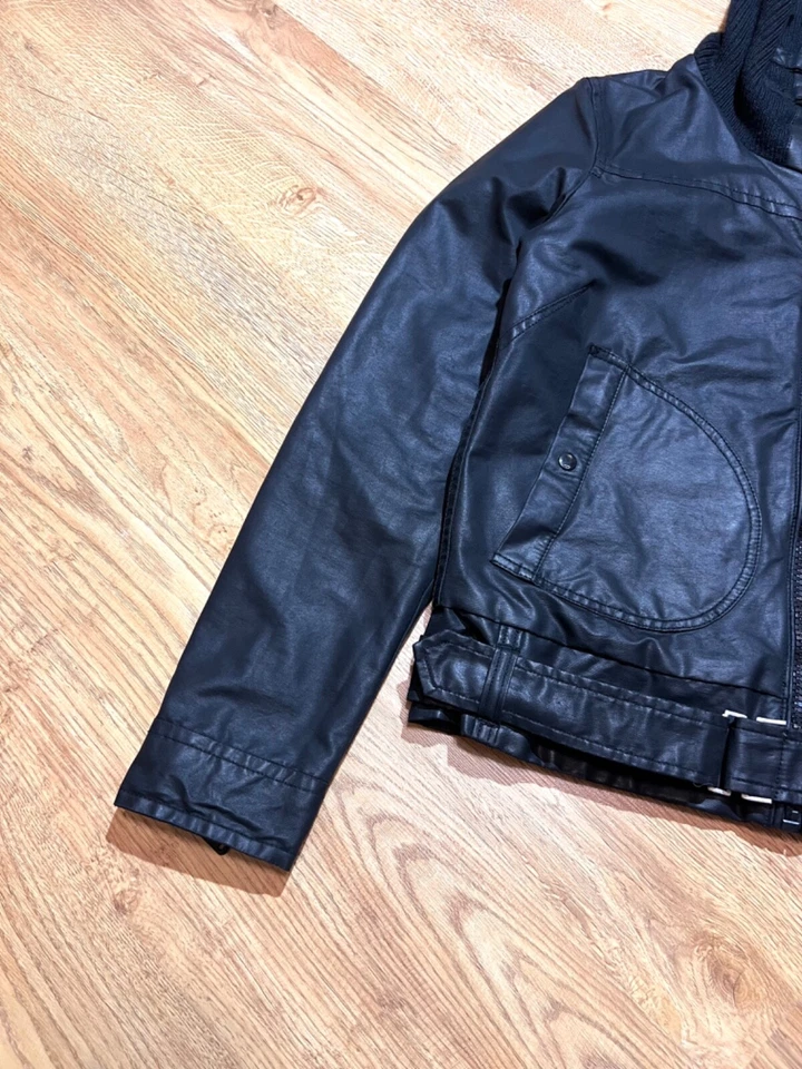 Chaqueta de motociclista encerada diésel vintage de cuero sintético negra para mujer talla L Foto 2 de 4