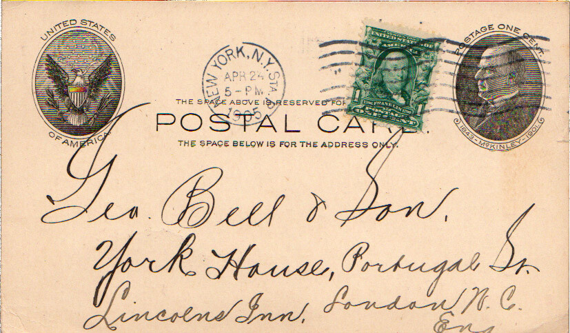 New York New York Sta. P 1905 machine  1886-1906  1c Franklin 1902 Definitive on