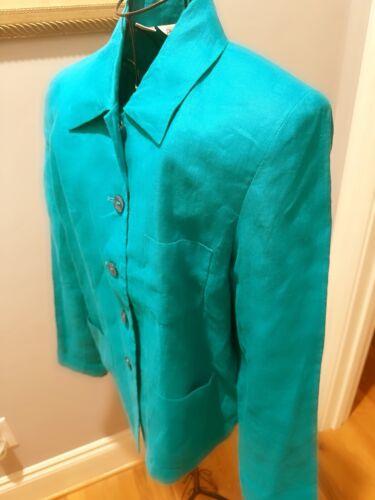 Richard Malcolm Linen Jacket Womens 8 Teal Lightweight Lined