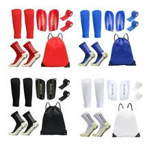 Soccer Shin Guards Grip Socks Sleeves Anti-slip Men Teenager Women Youth Kid Set