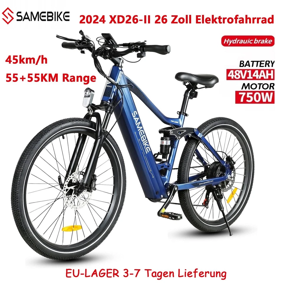 Samebike XD26-II 26 Zoll Elektrofahrrad 750D 48V 14AH Pedelec E-MTB Hydraulische