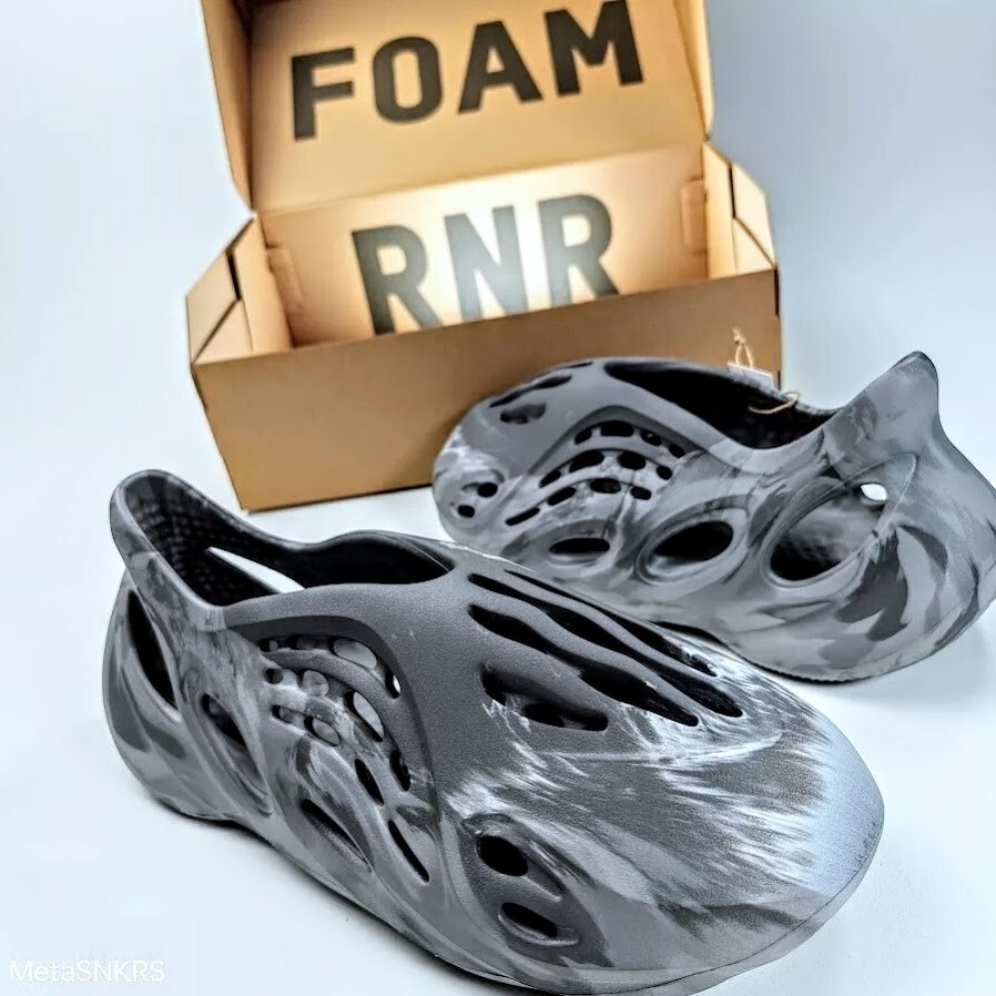 Adidas US 12 Men's Antoca Grey Blue MX Granite Marbled Yeezy Foam RNR IE4931 New thumbnail 3