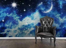 3D Starry Night Moon Wallpaper Wall Mural Removable Self-adhesive Sticker
