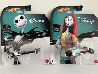 2023 Hot Wheels Disney Character Car Jack Lot Of 2 Jack Skellington & Sally 1/64