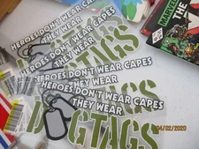 4 HEROES DON’T WEAR CAPES THEY WEAR DOG TAGS Decal Mitchell Proffitt 6.25" x 3"
