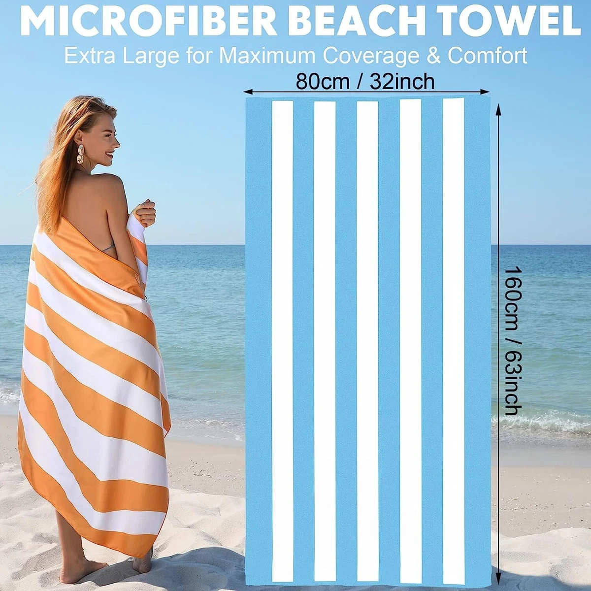 12 Pcs Microfiber Beach Towel Oversized 63 X 32 Inch Large Beach