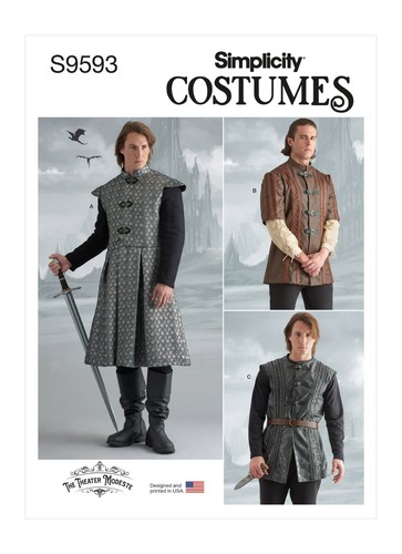 SIMPLICITY 9593 MEN'S COAT JACKET VEST Sewing Pattern Sizes 38-44 46-52 Cosplay