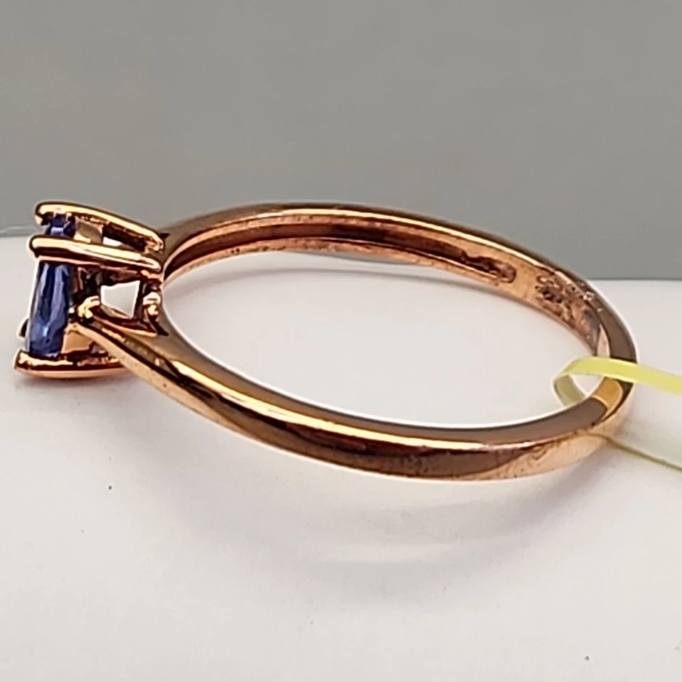 Lab Created Tanzanite Ring Purple Sterling Silver 925 Rose Gold Plating JTV Sz 6 - Image 4 of 4