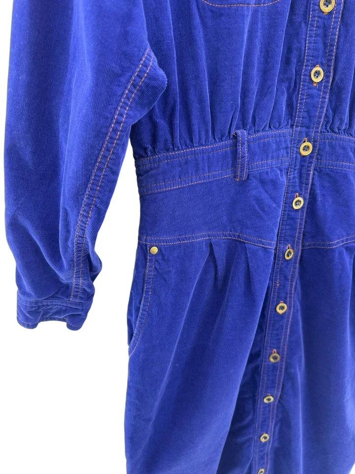 Vestido Camisa Mujer Vintage Liz Claiborne Estilo Occidental Azul Pana Midi Años 90’s Foto 4 de 4