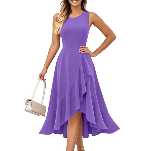 Women's Cocktail Party Formal Wedding Guest Ruffles Dresses, Prom Evening Dress - Picture 44 of 60