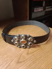 Adrienne Landau Studio Black leather Belt built in buckle with stones size M