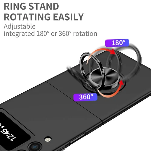 For-Samsung Galaxy Z Flip 4 3 5G Slim Matte Hard Case with Ring+Screen Protector - Picture 54 of 94